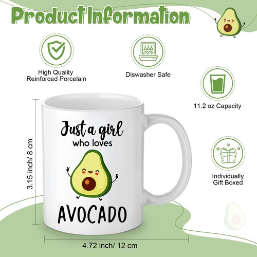 Nuogo 5 Pcs Avocado Gifts Cute Crochet Makeup Bag Coffee Mug with Positive Inspirational Card for Girl Employee Appreciation Avocado Lovers Birthday