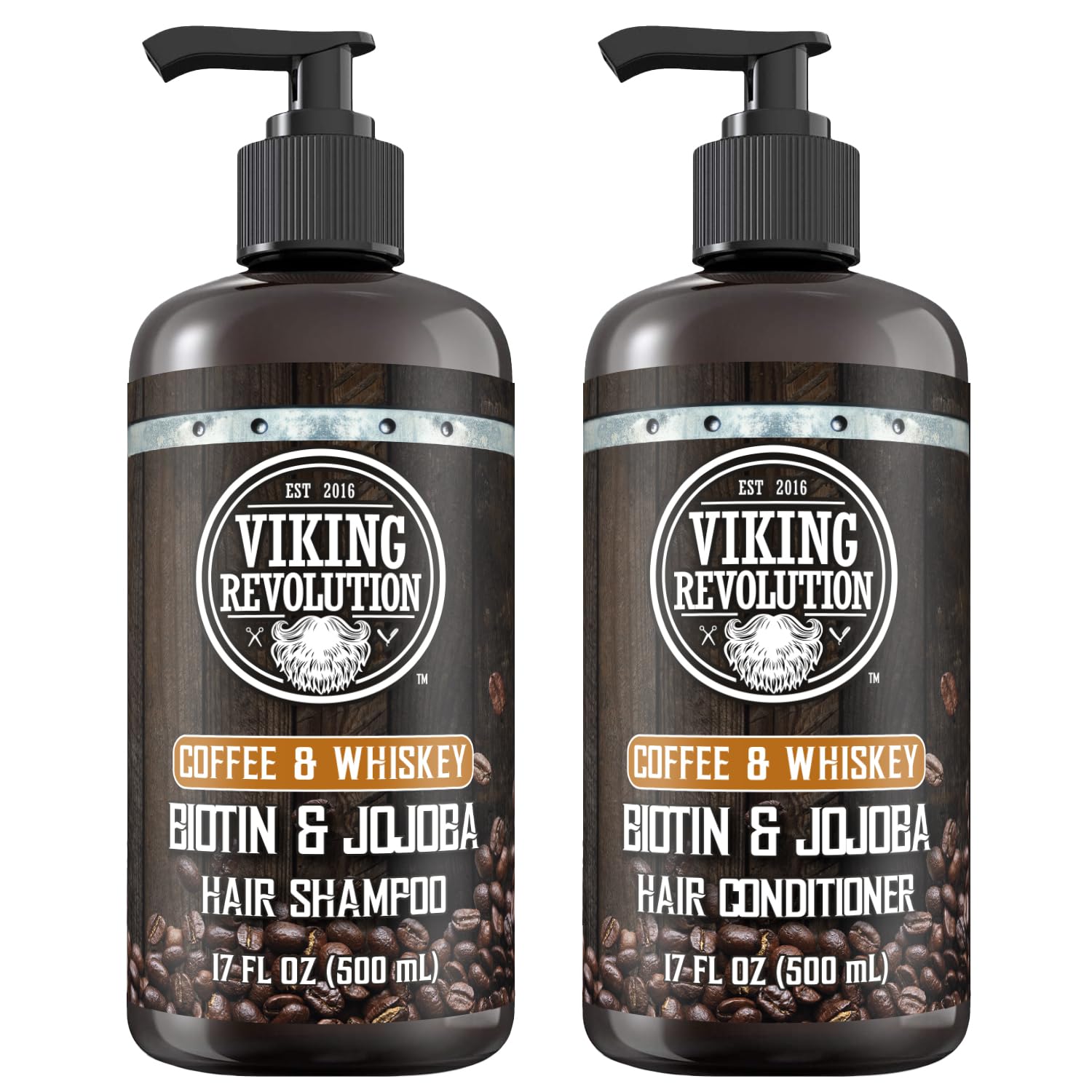 Viking Revolution Men's Shampoo and Conditioner Set | Biotin & Jojoba Oil for Healthy Hair - 17 Oz