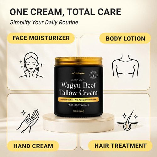 Non-Greasy Beef Tallow for Skin & Hair Growth 5OZ Shea Butter, Vitamin E, Niacinamide, Whipped Grass Fed Beef Tallow for Face Moisturizer Cream, Lotion for Women & Men, Anti-Aging Face Moisturizer