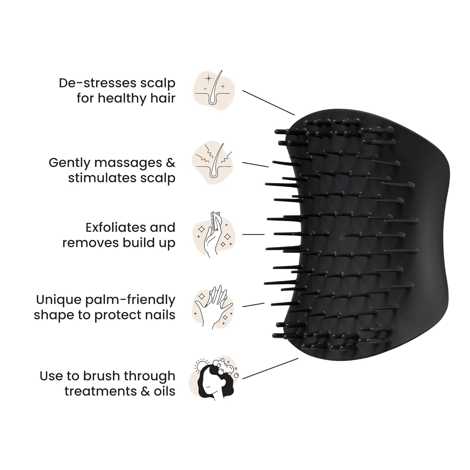 Tangle Teezer Scalp & Shampoo Hairbrush - Exfoliate, Massage & Cleanse for All Hair Types | Onyx Black