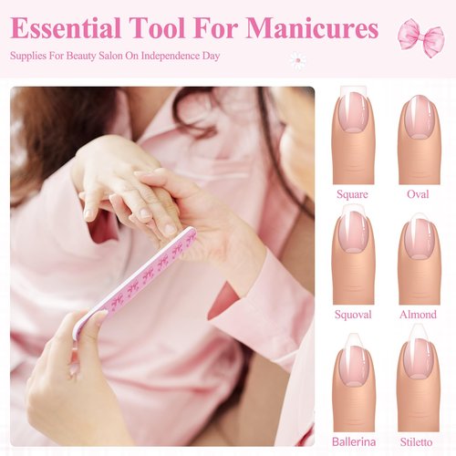 Lanties 60 Pack Pink Coquette Party Favors Bulk Bow Nail Files Coquette Birthday Wedding Party Supplies Gifts Double Sided 180 Grit Emery Board for Guests Bachelorette Bridal, 10 Designs