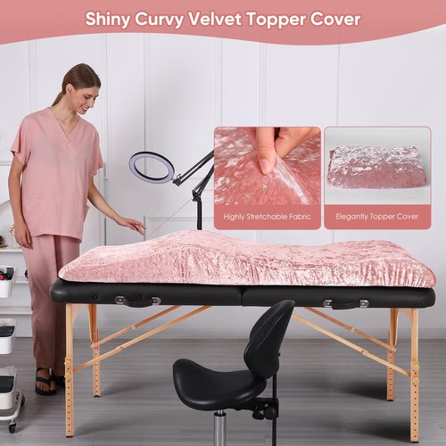 Crushed Velvet Curved Lash Bed Topper Cover – Shiny Massage Topper Cover Ultra-Soft for Lash Extensions & Spa Treatment Comfort