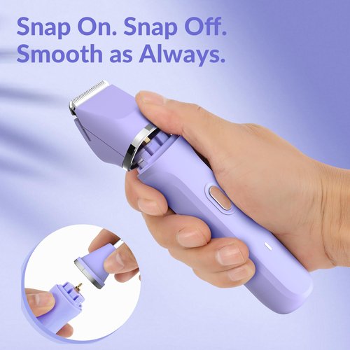 KINGTEE 5-in-1 Electric Bikini Trimmer for Women – IPX7 Waterproof Shaver, Cordless Body & Facial Razors for Women, Ceramic Blades, USB-C Rechargeable, Painless Hair Removal Kit (Purple)