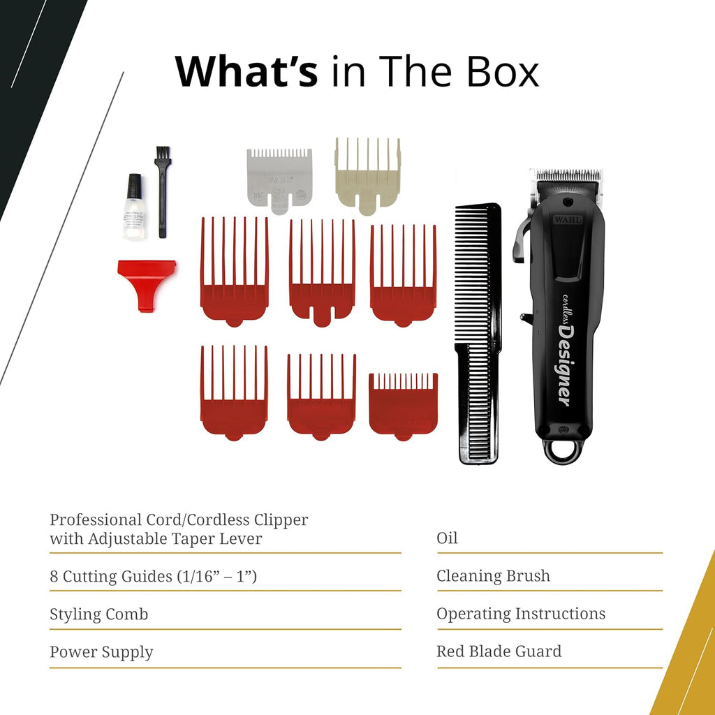 Wahl Professional Cordless Designer Clipper - Powerful Rotary Motor & 100-Minute Lithium-Ion Battery