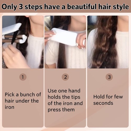 3 Barrel Hair Crimper Iron Professional Curling Wand 0.6 Inch Ceramic Fast Heating Crimping Iron for Deep Waves Valentines Gifts
