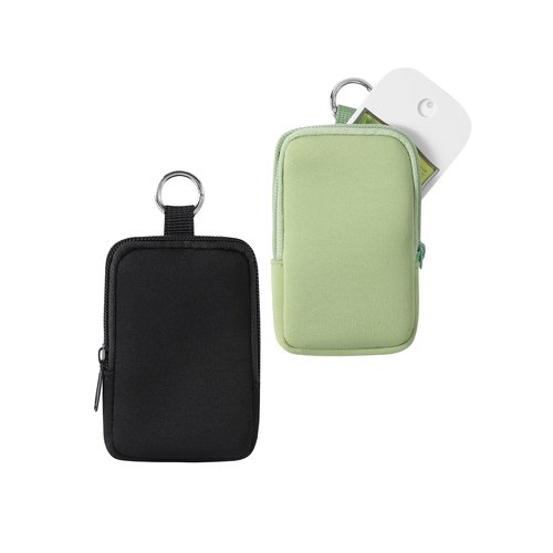 uekeboag 2Pcs Small Soft Neoprene Pouch with Zipper, Mini Portable Makeup Bag,Fashion Accessory with Snap Hook,Coin Purse Lipstick Cosmetic Travel Organizer(Black and Avocado Green)