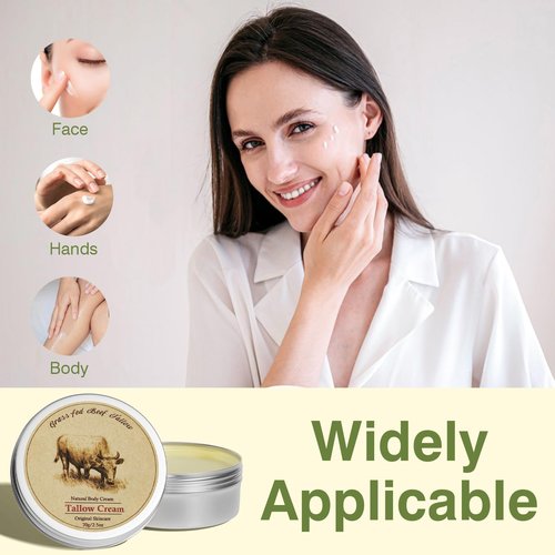 MROUVIK Beef Tallow, Beef Tallow for Skin, Beef Tallow Moisturizer, Beef Tallow Balm for Face Moisturizer Grass Fed for All Purpose Balm, Natural Beef Tallow Lotion for Skin Care (2.5oz)
