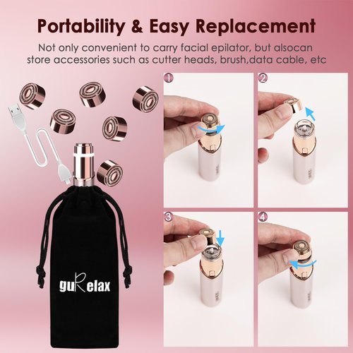 Gurelax Replacement Heads for Flawless Finishing Touch Facial Hair Remover, Gen 3 Replacement Blades for Women,18K Gold Replacement Blades Refill (Just fit for Gen3 Device)