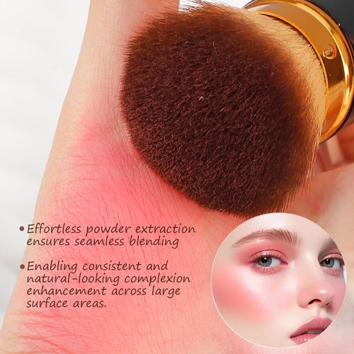 Skiennix Retractable Kabuki Brush - Portable Travel Makeup Brush for Flawless Foundation & Blush (Black)