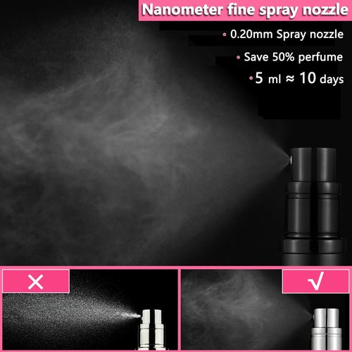 ANTOKX Travel Perfume Bottle Refillable Atomizer - 5ML Perfume Atomiser, Leakproof Portable Perfume Sprayer (Black & Black)