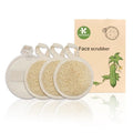 Natural Loofah Face Scrubber (4Pack),Exfoliating Facial Scrub Pads Made from Organic Luffa for Women and Men