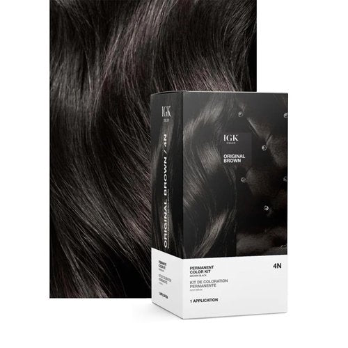 IGK Permanent Hair Dye Color Kit - 4N Original Brown | 100% Gray Coverage, Ammonia-Free, Shine Boost