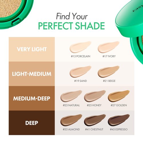 Easydew Mela B Toning Ampoule Cushion - 2-in-1 Korean Skin Care & Face Beauty Makeup - Age-Defying Full Coverage Cushion Foundation with Niacinamide & Hyaluron-Vital C 0.45 oz (#21 Beige)
