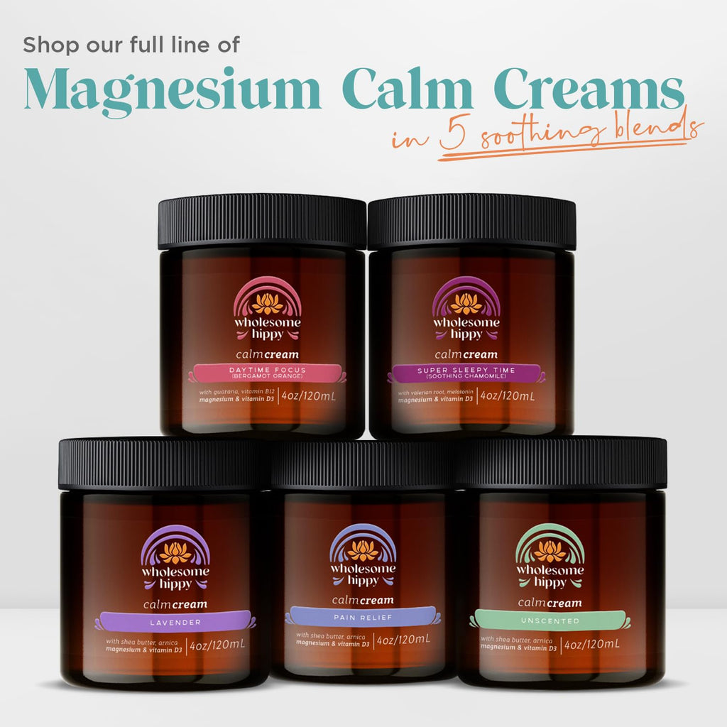 WHOLESOME HIPPY Super Sleepytime Calm Cream – Nighttime Body Butter with Magnesium, Melatonin, Valerian & Chamomile – Soothing Vegan Moisturizer for Bedtime Routine – 4oz