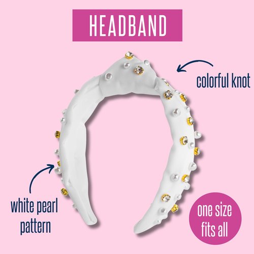 Lilly Pulitzer Top Knot Headband for Women, Colorful Knotted Headband, Cute Hair Accessories for Women & Girls (White)