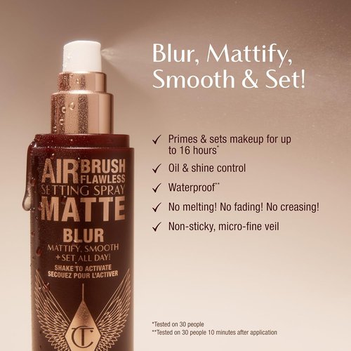 Charlotte Tilbury Airbrush Flawless Matte Setting Spray - Ultra-Fine Mist for Long-Lasting Makeup & Pore Blurring