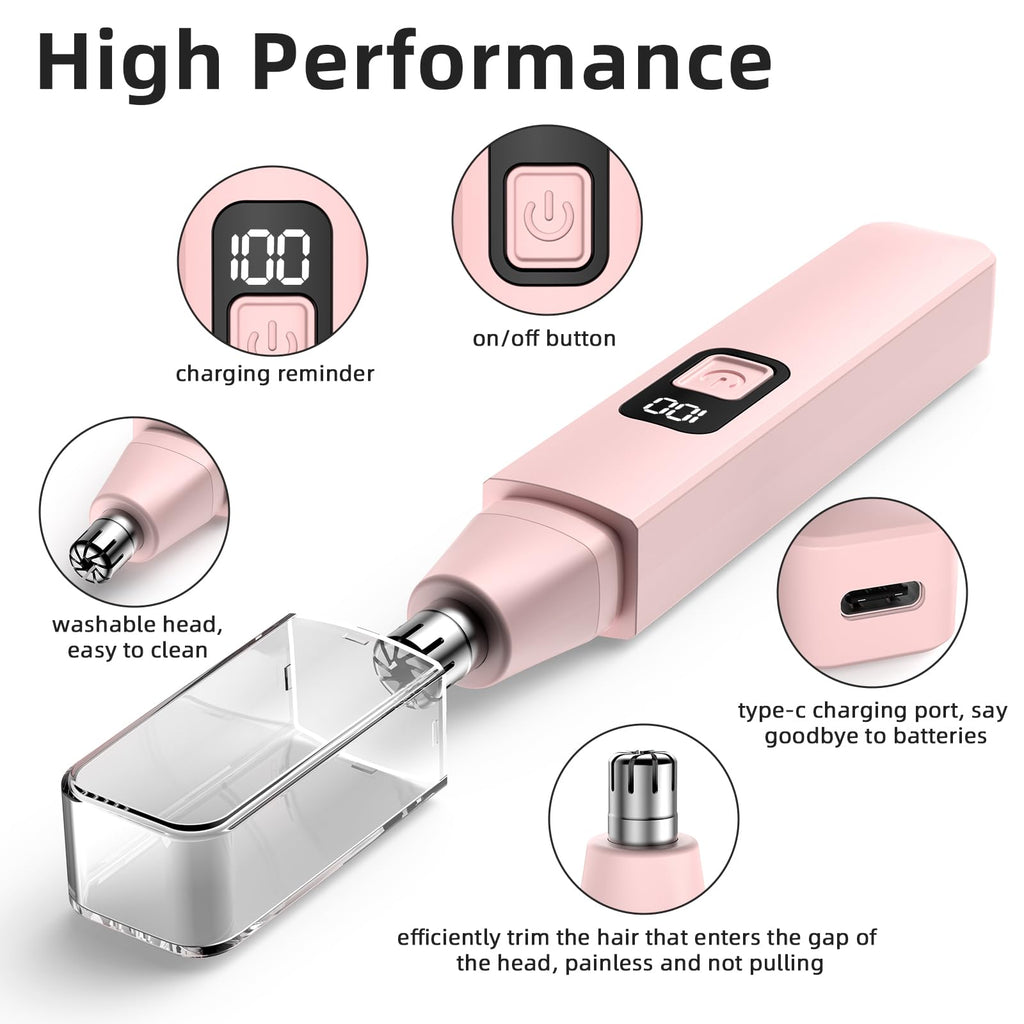 VOTEYO Nose Hair Trimmer Rechargeable Cordless Painless Ear Eyebrow Trimming Tool Dual Edge Blades Razor Easy Cleansing with LED Light for Man Woman