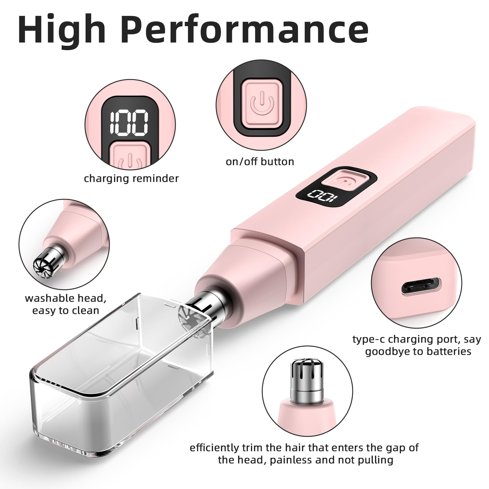 VOTEYO Nose Hair Trimmer Rechargeable Cordless Painless Ear Eyebrow Trimming Tool Dual Edge Blades Razor Easy Cleansing with LED Light for Man Woman