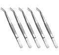 Stainless Steel Tweezers, with Curved Serrated Tip Multipurpose Sewing Machine Tweezers Forceps for Craft Repairing (5PCS)