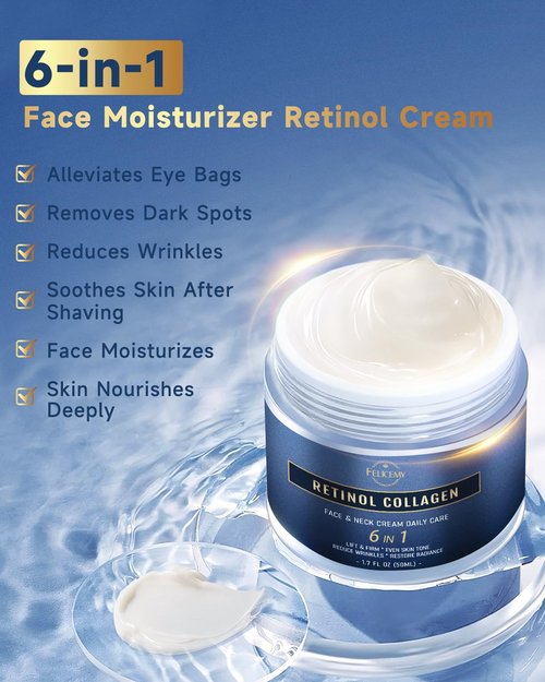 Felicemy 6-in-1 Face Cream for Men - Anti-Aging Moisturizer with Retinol & Hyaluronic Acid | 1.7 Fl Oz