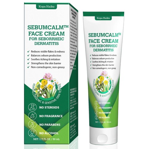 Seborrheic Dermatitis & Psoriasis Face Cream: Fungal-Prone Skin Treatment – Suitable for Face, Scalp & Chest – Natural Moisturizer with 12 Plant-Based Ingredients – Steroid-Free