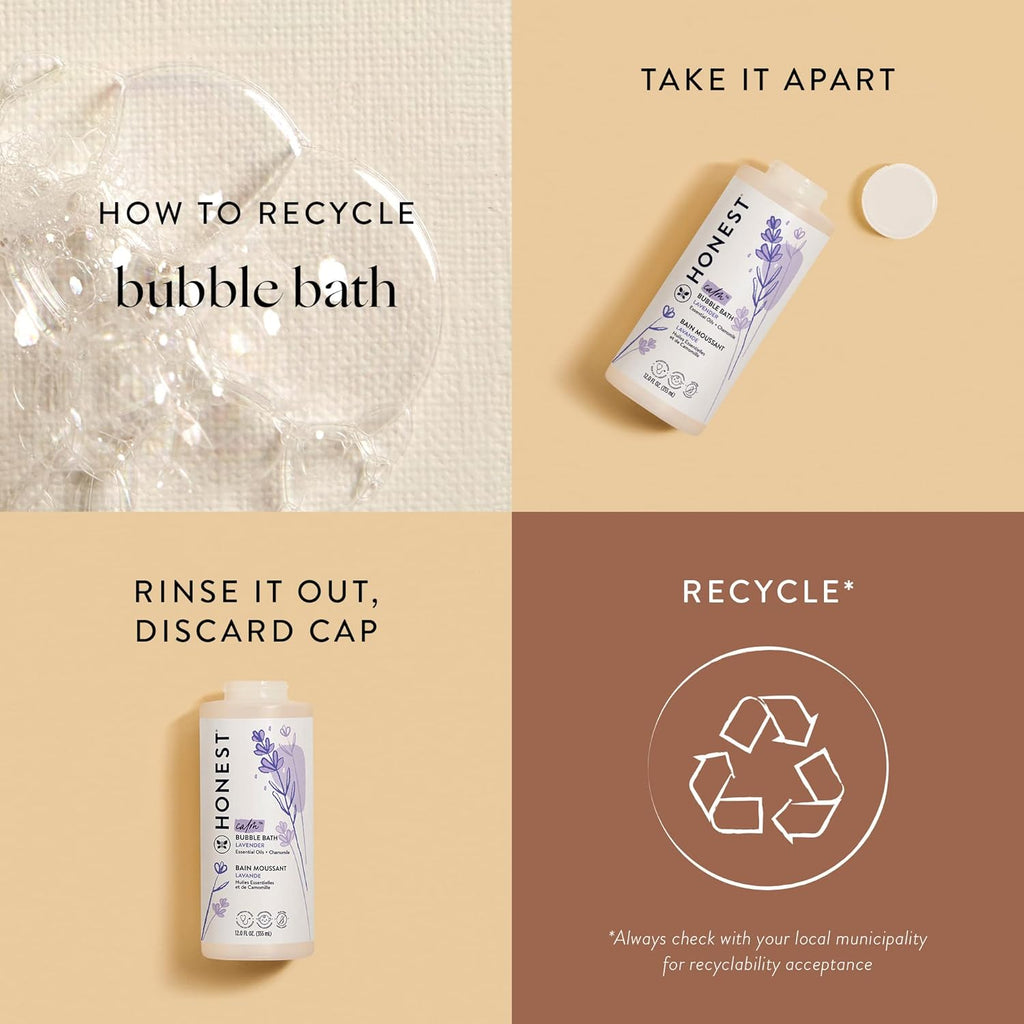 The Honest Company Foaming Bubble Bath | Tear-Free, Hypoallergenic Lavender Calm, 12 fl oz