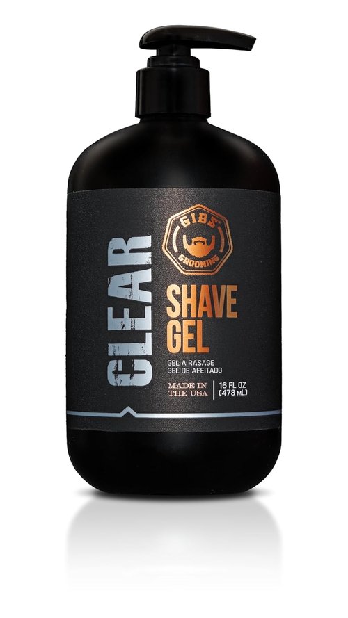 GIBS Grooming Clear Shave Gel - Moisturizing Formula with Shea Butter & Aloe | 16oz Pump
