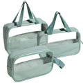NVTED 3PCS Clear Hanging Travel Toiletry Bag, Cosmetic Bags Set Waterproof Transparent PVC Travel Makeup Pouch Carry on Travel Organizer Bag (Green)