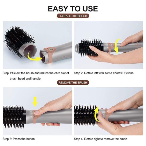 AIKO PRO 4 in 1 Blow Dryer Brush & Volumizer, Negative Ion Detachable Hair Dryer & Blow Dryer Brush for Curling, Straightening & Styling with a Heat-Resistant Glove