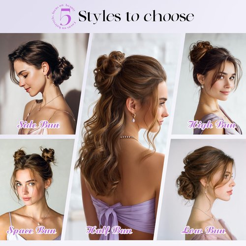 SOFEIYAN Human Hair Bun 100% Real Human Hair 16g Messy Bun Natural Tousled Stretchy Fluffy Donut Updo Elegant Chignon with Elastic Rubber Band Fake Bun Hair Piece for Women - Natural Black