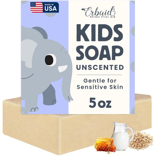 Skiennix Baby Soap - Natural Unscented Goat Milk Bar for Sensitive Skin | Gentle Eczema Relief & Moisturizing Oatmeal Honey - Made in USA