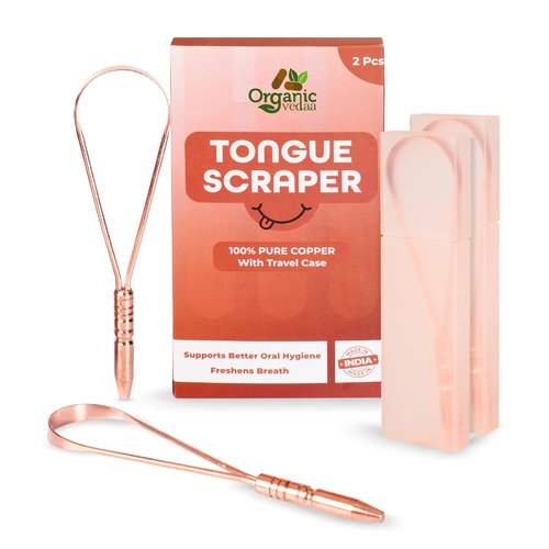 Regine Switzerland Tongue Scraper - 100% Copper for Bad Breath Relief | Multicolor Travel Cases Included