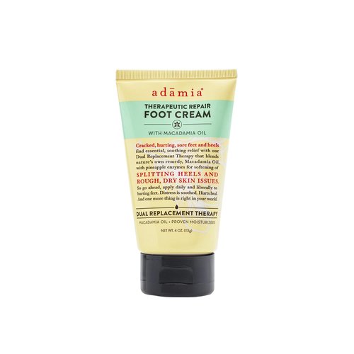 Adamia Therapeutic Foot Cream - Pure Macadamia Oil, Fragrance Free, 4 Ounce Tube | Paraben Free, Non-GMO