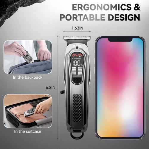 SIDHGN Professional Hair & Beard Trimmer, Electric Hair Clippers for Men, Cordless Clipper and Trimmer Set, Zero Gapped (Gray)