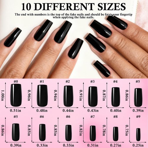 576pc Square Press on Nails Medium Fake Nail with Glue Tabs, Acrylic Press-on Nail Square Glue on Nails Press ons Nail French Tips Medium False Nails Women Manicure Artificial Fake Fingernails