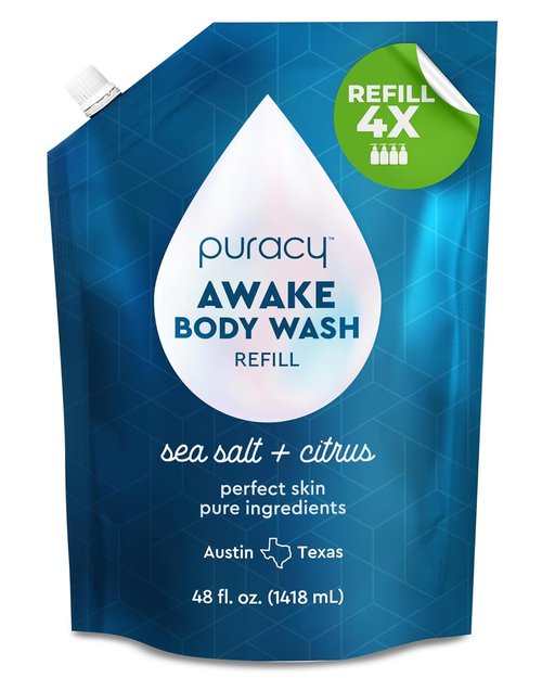 Puracy Body Wash - Natural Moisturizing Shower Gel with Citrus & Sea Salt | 48 Oz Refill for All Skin Types