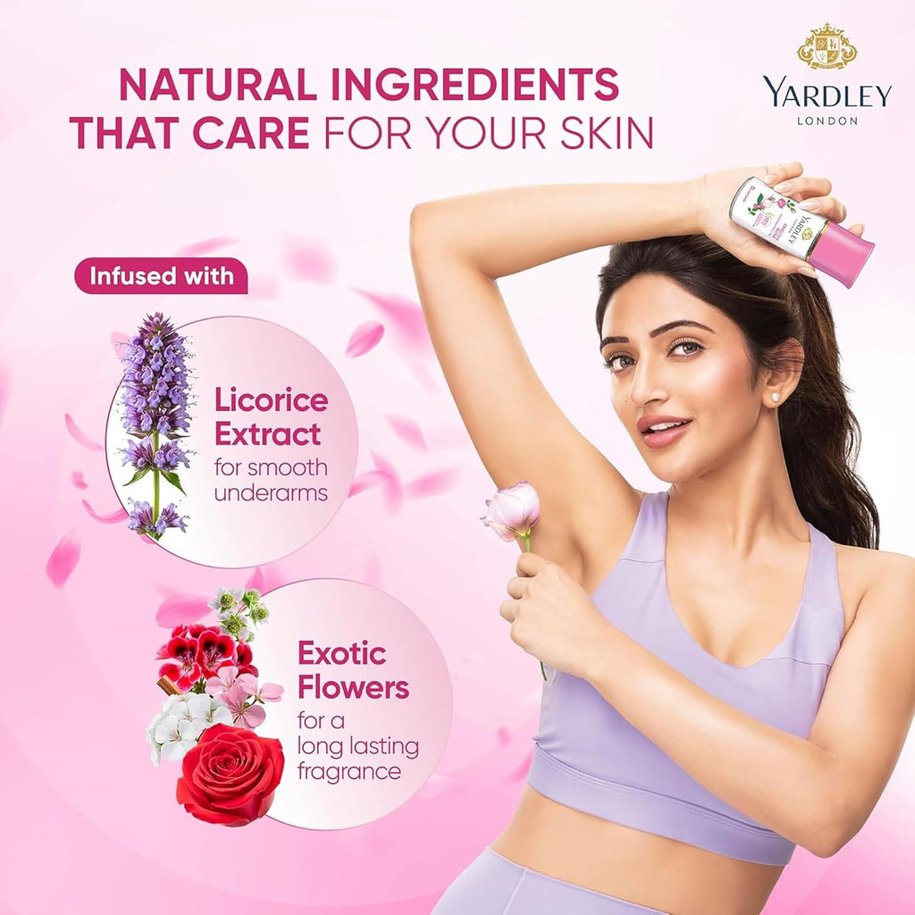 Yardley London English Rose Deodorant Roll-On - 48-Hour Protection | Alcohol-Free | 1.7oz (50ml)