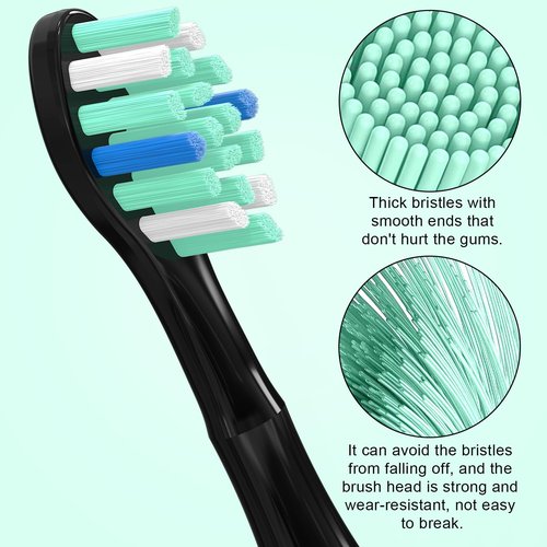 Replacement Toothbrush Heads for Philips Sonicare ProtectiveClean 4100 5100 5300 6100 Electric Toothbrushes, 12 Count Black