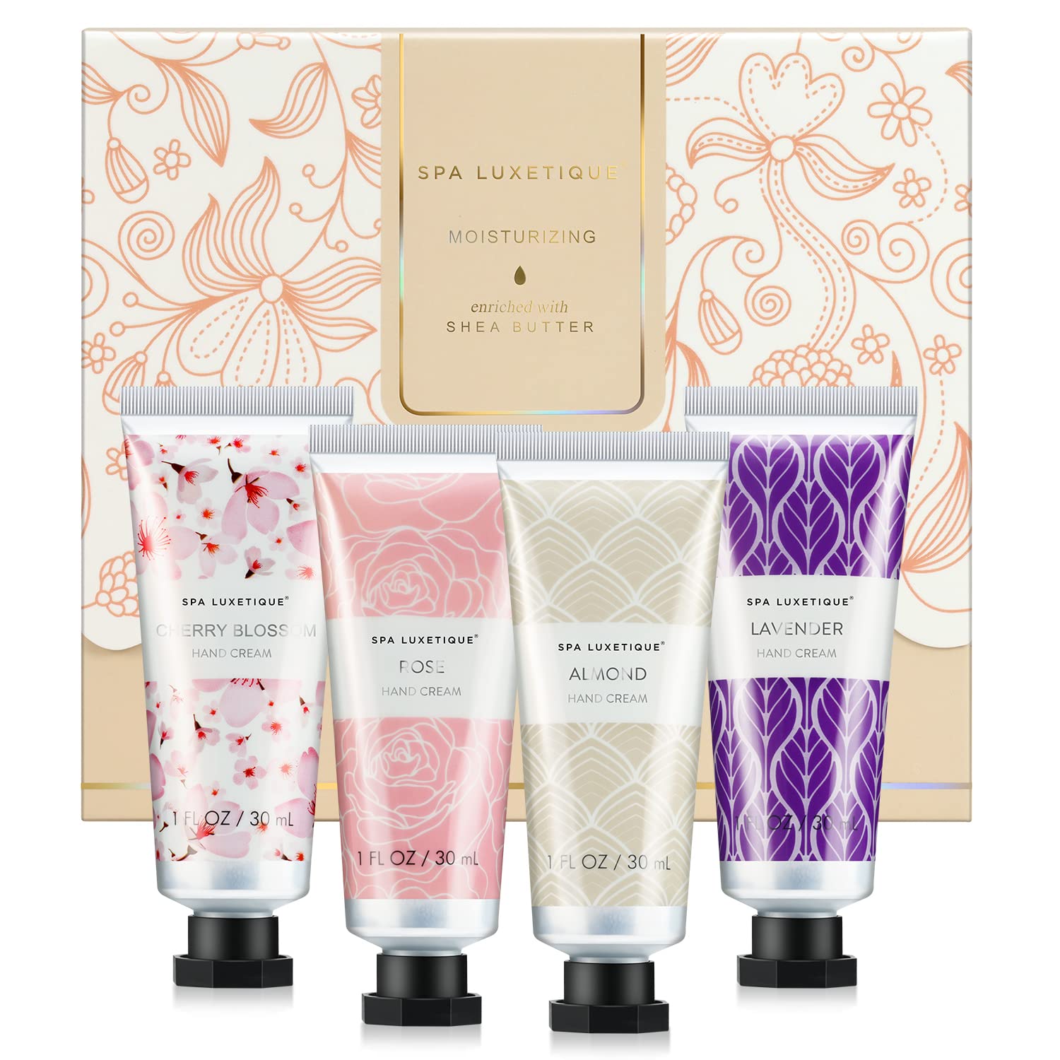 Spa Luxetique Hand Cream Set - Moisturizing Shea Butter & Glycerin Lotion | 4 Travel Size Gifts for Women
