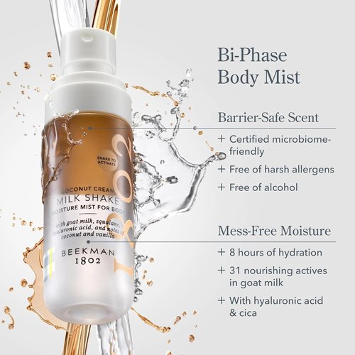 Beekman 1802 Milk Shake Bundle - Hydrating Face Mist, Body Oil, & Leave-In Treatment | Coconut Scent