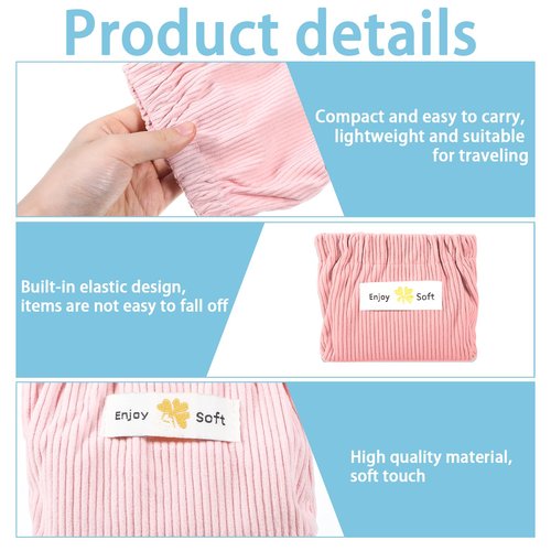 Exclaith 6 Pcs Hair Tie Organizer, Cute Mini Makeup Purse, Corduroy Elastic Portable Small Pouches for Purse, Travel Toiletry Purses, Corduroy Pouch for Coin Small Makeups