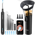 KAUGIC Ear Wax Removal - One-Hand Manual Ear Cleaner with Camera, 7 PCS Ear Spoons, Safe Ear Irrigation Kit for Adults (Black)