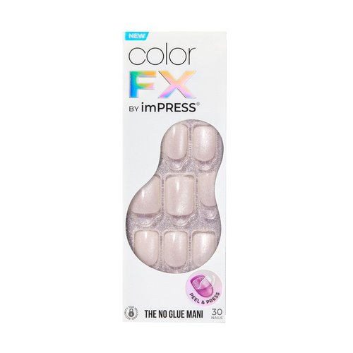 KISS colorFX by imPRESS Press On Nails, 'Rebel', Solid White, Short Squoval, IMPROVED adhesive, Up to 10-Day Hold, Nail Kit Includes 30 Fake Nails, Prep Pad, Manicure Stick, Mini Nail File