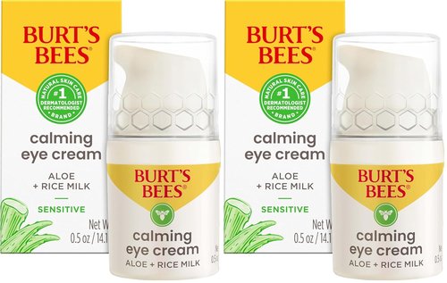 Burt's Bees Calming Eye Cream - Soothes Irritation With Aloe & Rice Milk | 0.5 oz Bottle (Pack of 2)