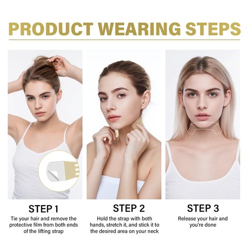 ITECFREELY 28PCS Neck Lift Tape, Invisible Neck Tape Lifting for Double Chin & Sagging Skin, Reusable High Elastic Face Tape Waterproof & Breathable Instant Lift for Women