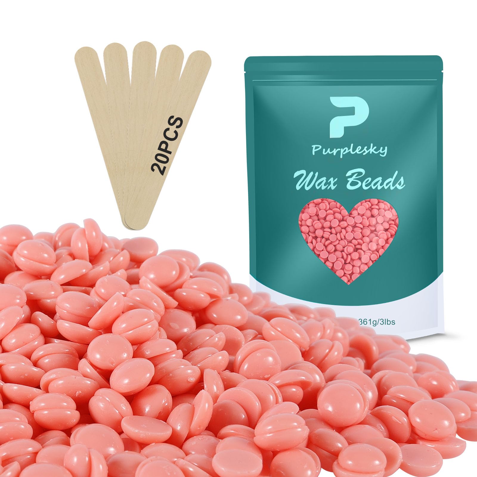 Wax Beads for hair removal- 3lb Hard Wax Professional Beans - Low Termperature Stripless Melting Wax for Body, Leg, Bikini Back, Nose, Upper Lip, Facial, Underarm - Brazilian Painless Waxing