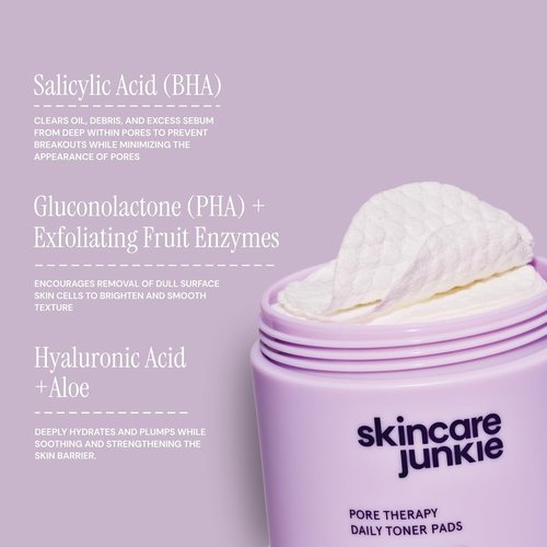 Regine Switzerland Pore Therapy Daily Toner Pads - Exfoliate Dead Skin Cells, Fragrance-Free, 50 Pads