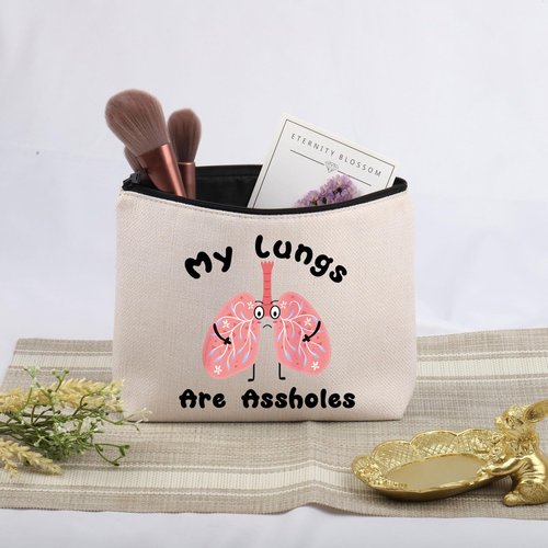 JNIAP Lung Cancer Gift My Lungs Are Assholes Cosmetic Bag - Cancer Warrior Gift for Her or Him