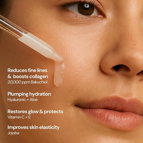 SUNLUV Bakuchiol Serum for Face - 2% Retinol Alternative with Hyaluronic Acid & Vitamin C | Anti-Aging Hydration for Sensitive Skin - 1 oz