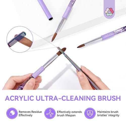 SAVILAND Kolinsky Acrylic Nail Brush Set - Professional Nail Brushes for Acrylics | Sizes 6, 10, 14